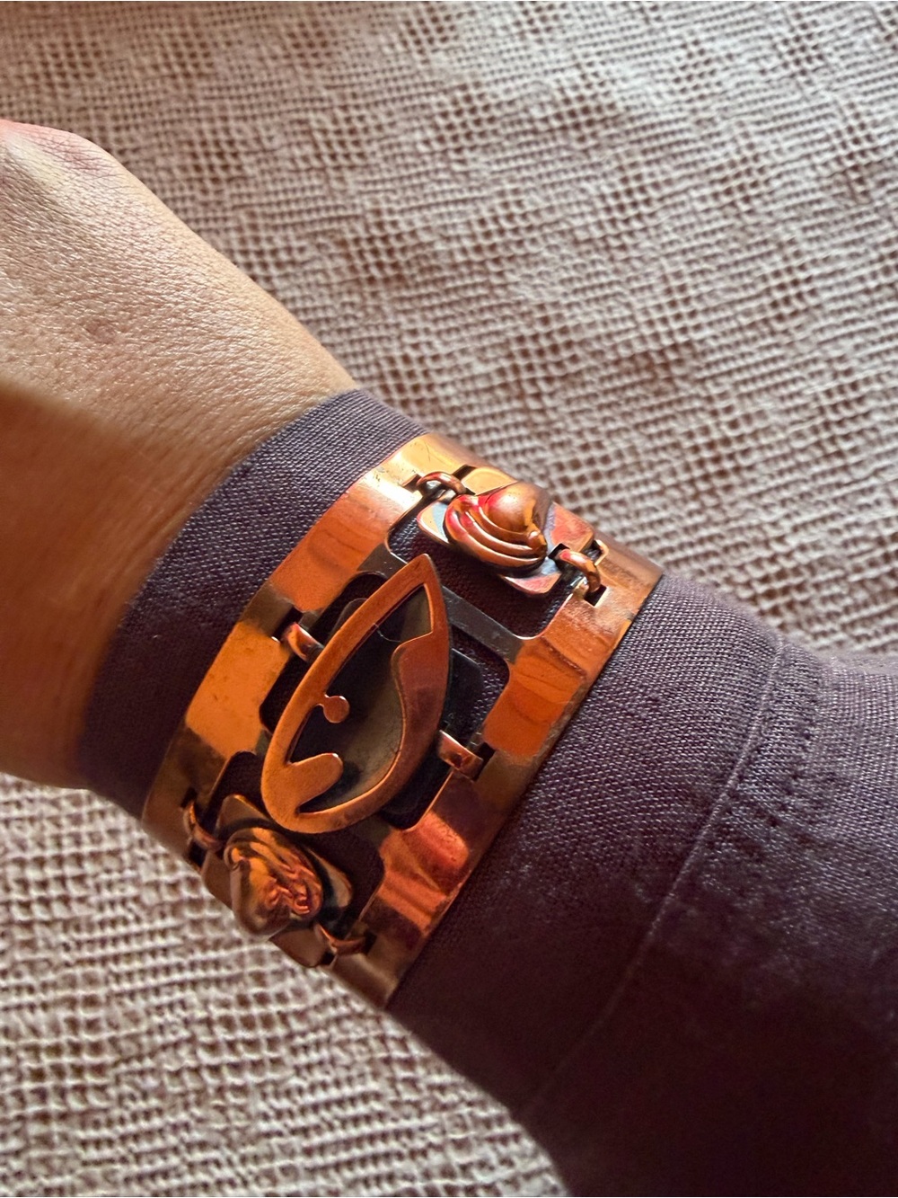 Vintage Copper Tone Statement Cuff Bracelet